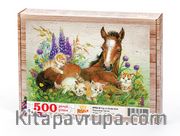 Tay ve Kedicikler Ahşap Puzzle 500 Parça (HV54-D)