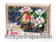 Ağaçta Kızılgerdan Kuşu Ahşap Puzzle 500 Parça (HV70-D)