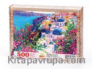 Santorini'de Erguvanlar ve Bahar Ahşap Puzzle 500 Parça (UK18-D)