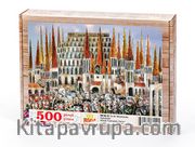 Tarihi Meydanda Kalabalık Ahşap Puzzle 500 Parça (MF30-D)