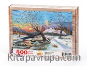 Kış ve Köy Ahşap Puzzle 500 Parça (MZ06-D)