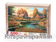 Dere Kenarında Orman Köyü Ahşap Puzzle 500 Parça (MZ20-D)