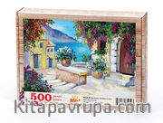 Merdivenli Akdeniz Evleri Ahşap Puzzle 500 Parça (MZ22-D)