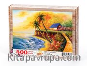 Tropik Ada da Gün batımı Ahşap Puzzle 500 Parça (MZ38-D)