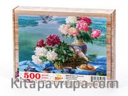 Nehir Manzaralı Kafe de Kahvaltı Ahşap Puzzle 500 Parça (MZ42-D)