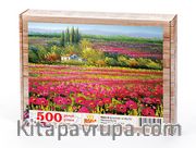 Gelincikler ve Köy Evi Ahşap Puzzle 500 Parça (MZ44-D)