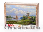 Kıyıda Yel Değirmeni Ahşap Puzzle 500 Parça (MZ52-D)