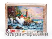 Kayalık Kıyı ile Fener Ahşap Puzzle 500 Parça (MZ68-D)