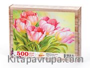Pembe Laleler Ahşap Puzzle 500 Parça (NT06-D)