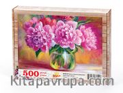 Damla Vazoda Şakayıklar Ahşap Puzzle 500 Parça (NT20-D)