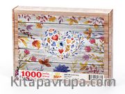 Çiçekli Kalp Ahşap Puzzle 1000 Parça (AS01-M)