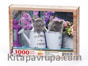 Sulama Kovasında Kedicikler Ahşap Puzzle	1000 Parça (HV51-M)