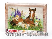 Tay ve Kedicikler Ahşap Puzzle 1000 Parça (HV53-M)