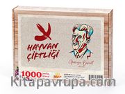 Hayvan Çiftliği - Metinli Bayrak Ahşap Puzzle 1000 Parça (KT73-M)