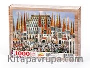 Tarihi Meydanda Kalabalık Ahşap Puzzle 1000 Parça (MF29-M)