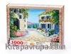 Sahilde Mavi Panjurlu Evler Ahşap Puzzle 1000 Parça (MZ25-M)