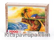 Tropik Ada da Gün batımı Ahşap Puzzle 1000 Parça (MZ37-M)