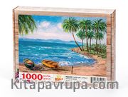 Tropik Sahil ve Kayık Ahşap Puzzle 1000 Parça (MZ63-M)