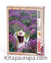 Lavanta Tarlasında Şapkalı Kız Ahşap Puzzle 1000 Parça (DG19-M)