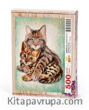 Kedi ve Kaplan Yavrusu Ahşap Puzzle	500 Parça (HV38-D)