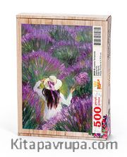 Lavanta Tarlasında Şapkalı Kız Ahşap Puzzle 500 Parça (DG20-D)