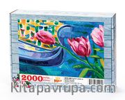 Pembe Laleler ve Gondol Venedik Ahşap Puzzle 2000 Parça (UK55-MM)