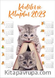 2023 Takvimli Poster - Kediler ve Kitaplar - Kitap Ev