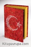 Kitap Şeklinde Ahşap Hediye Kutu - Bayrak Ebruli