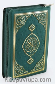 Kuranı Kerim Bilgisayar Hatlı Cep Boy Fermuarlı Kılıflı (Yeşil-1642)