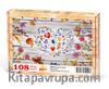 Çiçekli Kalp Ahşap Puzzle 108 Parça (AS01-C)