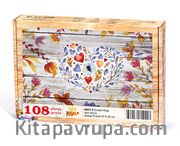 Çiçekli Kalp Ahşap Puzzle 108 Parça (AS01-C)