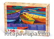 Renkli Kayıklar Ahşap Puzzle 108 Parça (OB04-C)