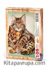 Kedi ve Kaplan Yavrusu Ahşap Puzzle	108 Parça (HV19-C)
