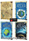İlköğretim Atlas Seti / Coğrafya, Tarih, Orta ve İlk Atlas 4 Kitap Set