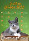 2024 Takvimli Poster - Kediler ve Kitaplar - Yeşil