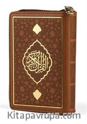Kur'an-ı Kerim Hamid Aytaç Hatlı Büyük Cep Boy Fermuarlı Kılıf Termo Cilt (Taba R.1653)