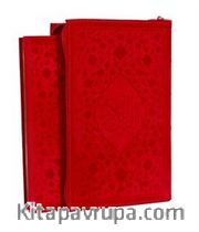 Kur’an-ı Kerim Hamid Aytaç Hatlı Çanta Boy Fermuarlı Flok Kılıflı (Kırmızı R.1533)