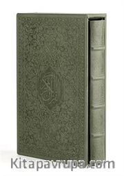 Kuran-ı Kerim Hamit Aytaç Hattı, Orta Boy Hakiki Deri Cilt Kutulu (Yeşil R.1362)
