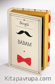 Kitap Şeklinde Ahşap Hediye Kutu - Sevgili Babam - Bıyık, Papyon