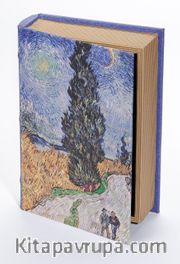 Kitap Şeklinde Ahşap Hediye Kutu - Ressamlar - Van Gogh - Country Road In Provence By Night 1890