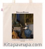 Askılı Bez Çanta - Ressamlar - Johannes Vermeer - A Young Woman Seated At A Virginal 1670-1672