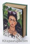 Kitap Şeklinde Ahşap Hediye Kutu - Ressamlar - Frida Kahlo - With Thorn Necklace And Hummingbird 1940