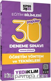 2025 KPSS Eğitim Bilimleri 30 Popüler Öğretim Yöntem ve Teknikleri Tamamı Çözümlü Deneme Sınavı