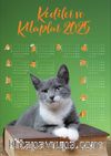 2025 Takvimli Poster - Kediler ve Kitaplar - Yeşil