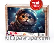 Astronot Kedi Ahşap Puzzle 500 Parça ( BK08-D )