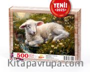 Dere Kenarında Beyaz Kuzu Ahşap Puzzle 500 Parça ( HV76-D )