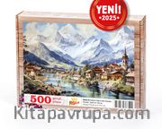 İtalyan Alplerinde Kasaba Ahşap Puzzle  500 Parça ( UK24-D )