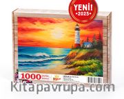 Gün Batımında Deniz Feneri Ahşap Puzzle 1000 Parça ( MZ73-M )