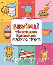 Sevimli Yiyecekler İçecekler Boyama Kitabı