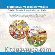 Kelime Çarkları Seti - 5 Dilde Temel Kelimeler (İngilizce, Almanca, İspanyolca, Fransızca, İtalyanca) Multilingual Vocabulary Wheels